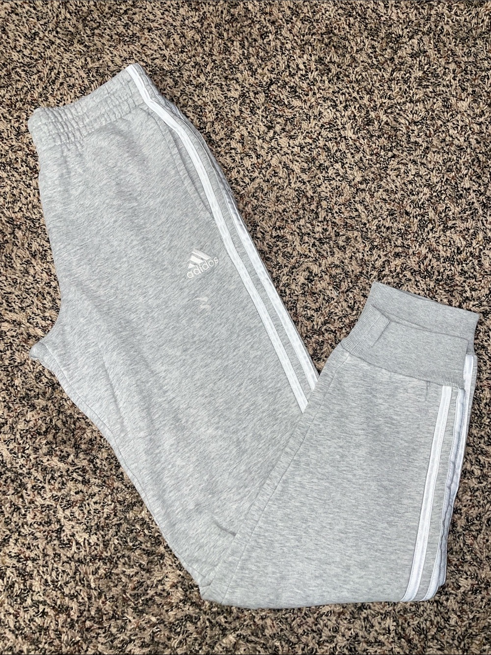 Adidas Gray Striped Joggers Gender Neutral Size L (14/16) | Fair Condition